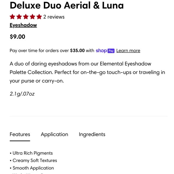 Brand New Eleman Beauty Eyeshadow Duo 'Aerial & Luna' 2.1g / 0.07oz - Picture 6 of 7